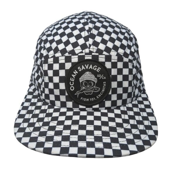Ocean Savage Fish 101 Patch Strapback 5 Panel Hat Multi One Size Check - Picture 1 of 10